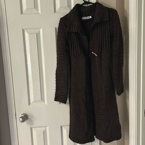 Long brown cardigan style sweater